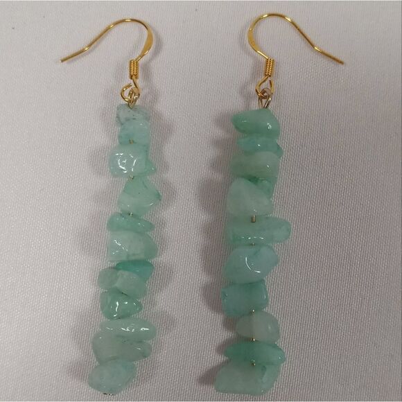 Fluorite stone chip earrings boho bohemian western westerncore bohochic - Picture 5 of 5